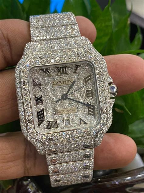 cartier watch mens diamond|cartier diamond watch men's santos.